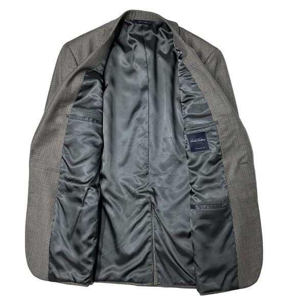 Brooks Brothers 100% Wool Blazer Gray Brown Micro Houndstooth Men's Size 39R - Picture 8 of 12